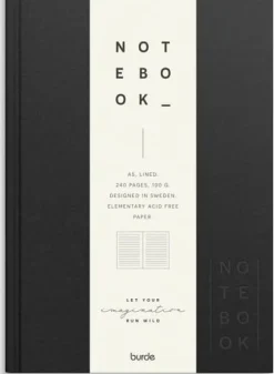 Ant.bok BURDE A5 textil linj svart