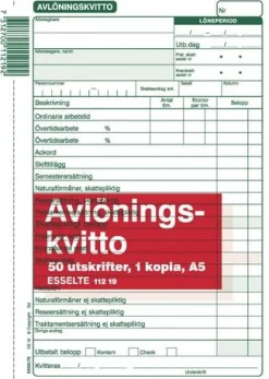 Avlöningskvitto A5 med kopia, 2x50 blad, 5st