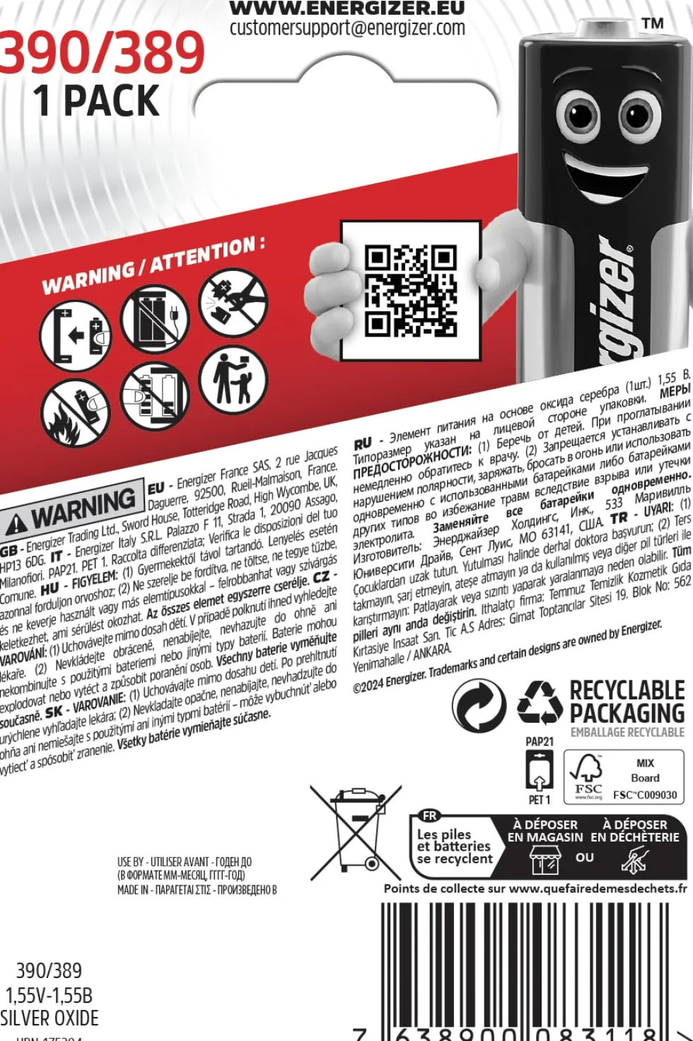 Batteri Energizer Cell Silveroxid 390/389