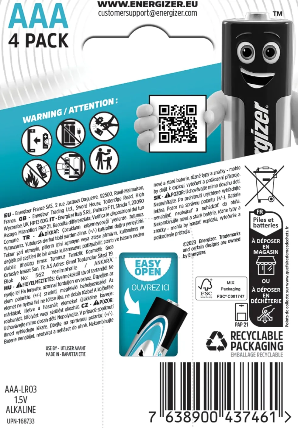 Batteri ENERGIZER Max Plus AAA 4/fp