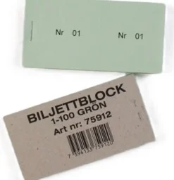 Biljettblock 1-100 grön