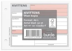 Blankett kvittens A6L 50 blad