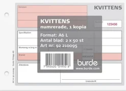 Blankett kvittens A6L 2x50 blad kopia