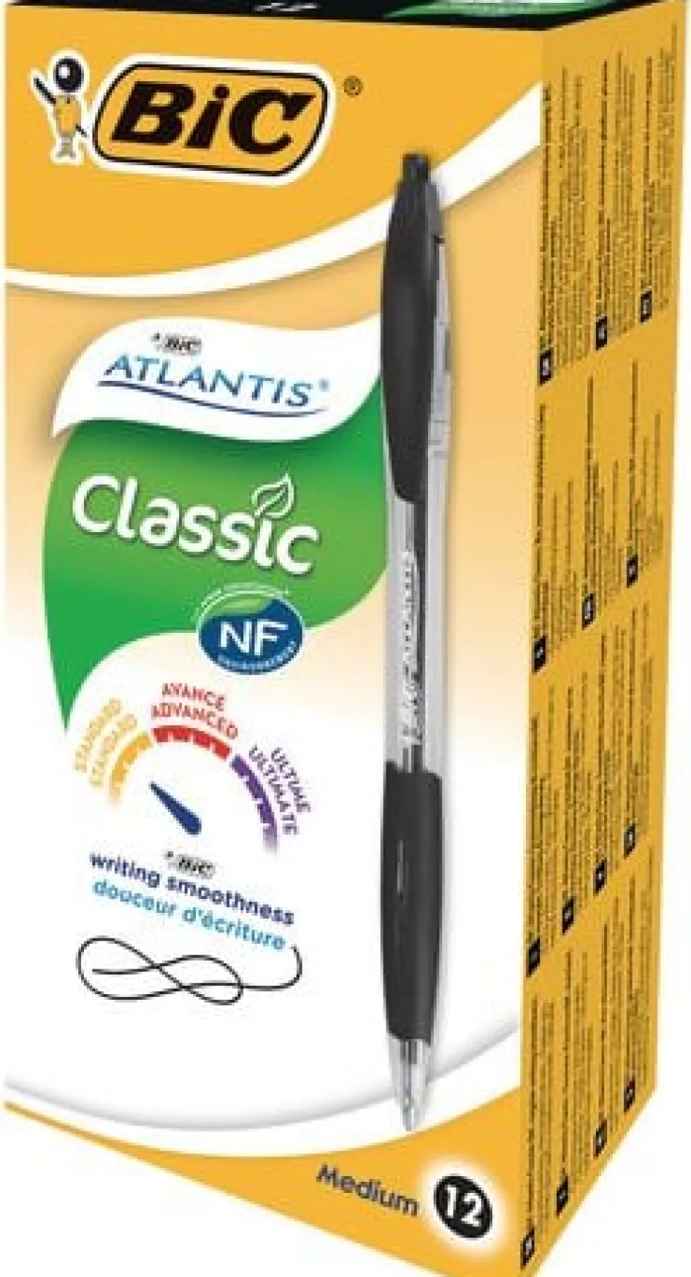 Bläckkulpenna BIC Atlantis Medium Svart, 1.0mm, 12st