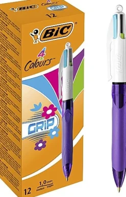 Bläckkulpenna BIC 4 Colours Grip Fashion, 12st