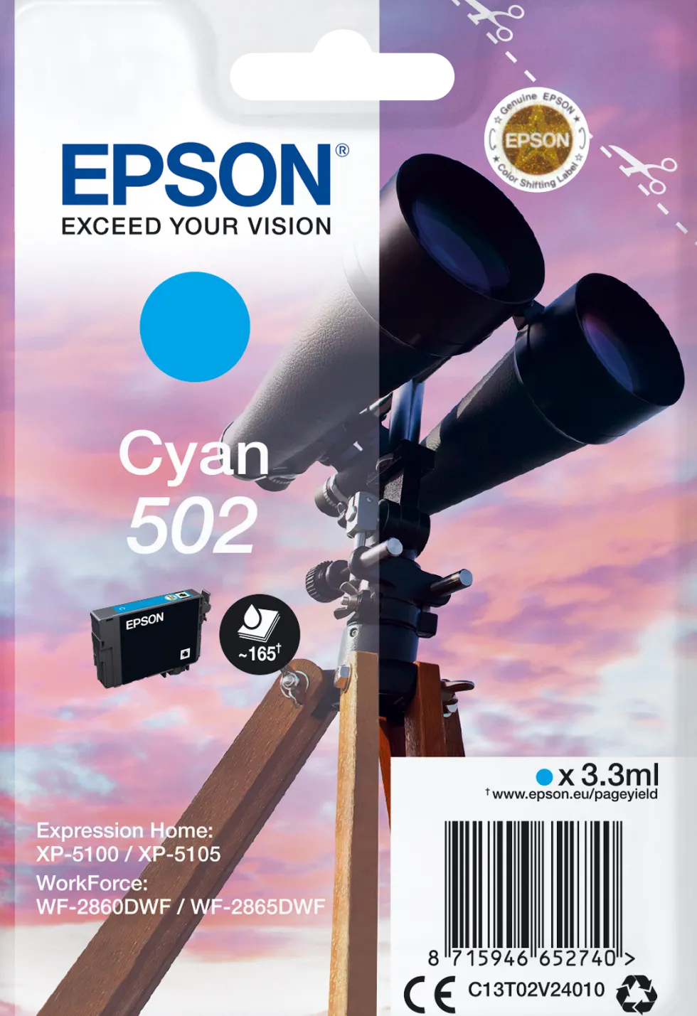 Bläckpatron EPSON C13T02V24010 T502 C