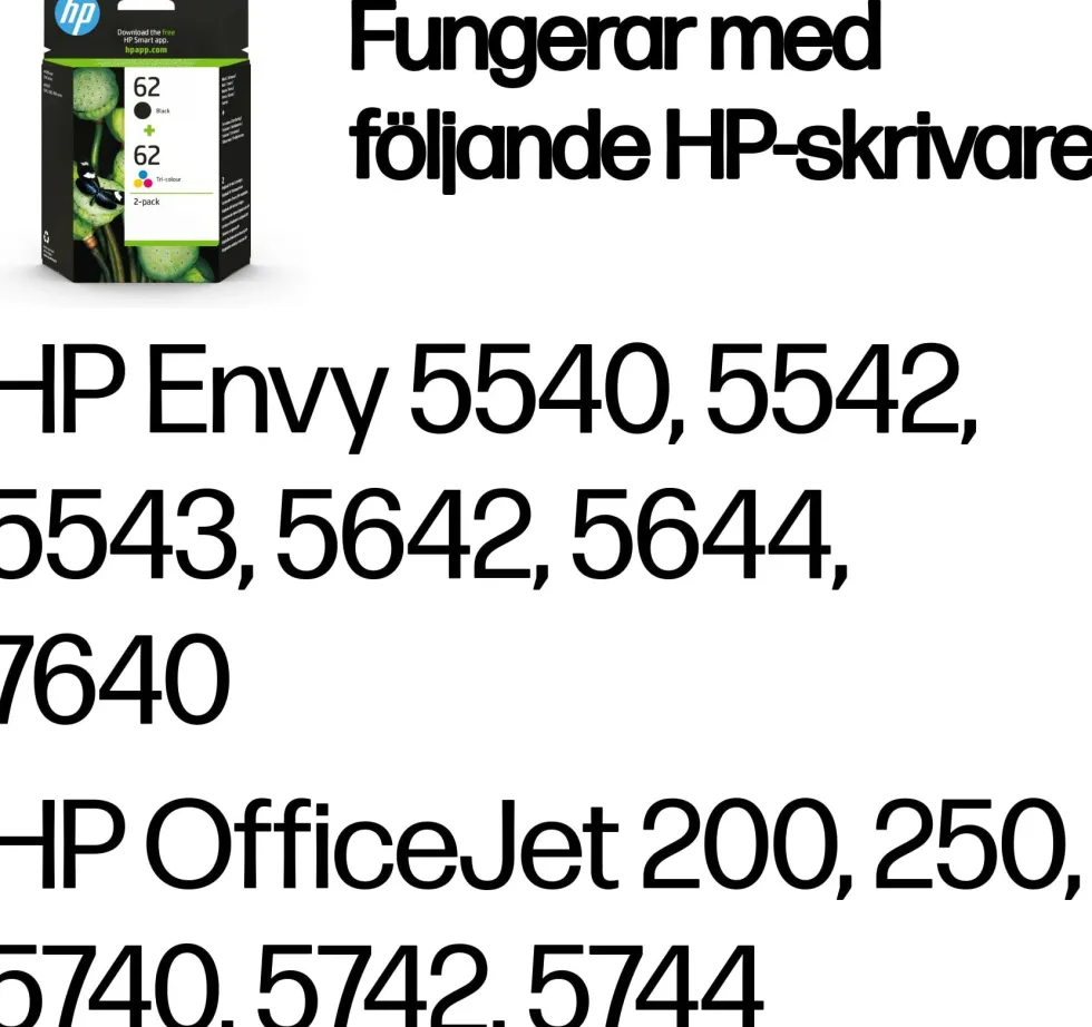Bläckpatron HP N9J71AE 62 bk/cl 2/fp