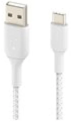 BOOST CHARGE USB-A to USB-C Cable_Braided, 0,15M, White