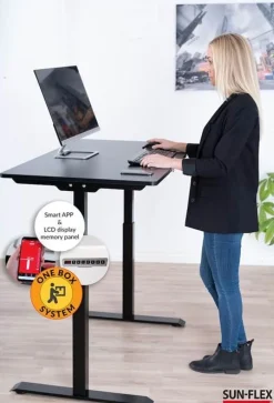 Bord höj/sänk SUN-FLEX®EASYDESK ELITE, Traffic Black 120x60cm