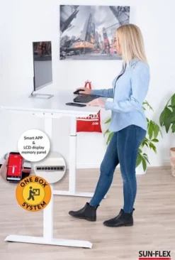 Bord höj/sänk SUN-FLEX® Easydesk Elite Pure White 120x60cm