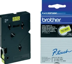Brother märktejp TC 601 12mm svart/gul