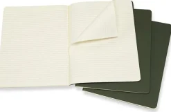 Cahier Journal Linjerad XL Grön 3 Pack