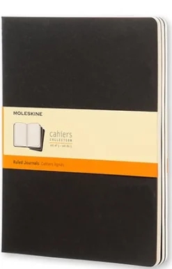 Cahier Journal Linjerad XL Svart 3-Pack