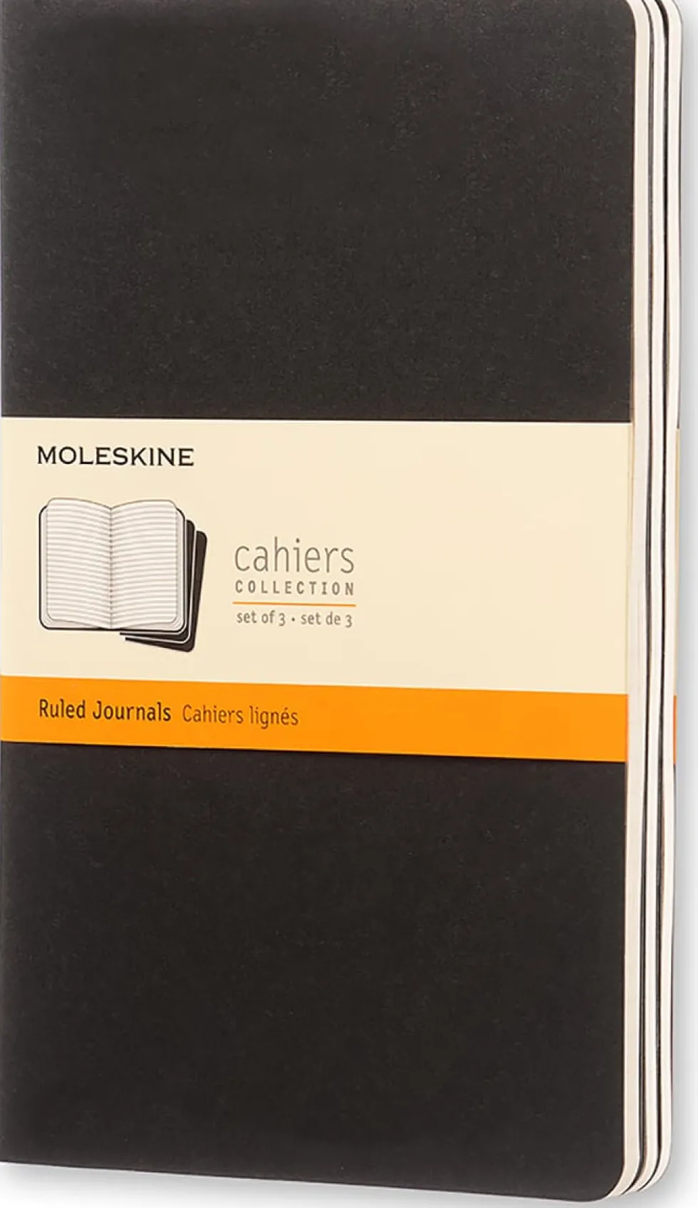 Cahier Journal Olinjerad Large Svart 3-Pack
