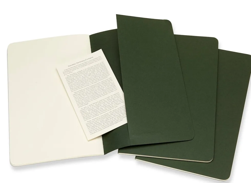Cahier Journal Olinjerad Large Grön 3-Pack