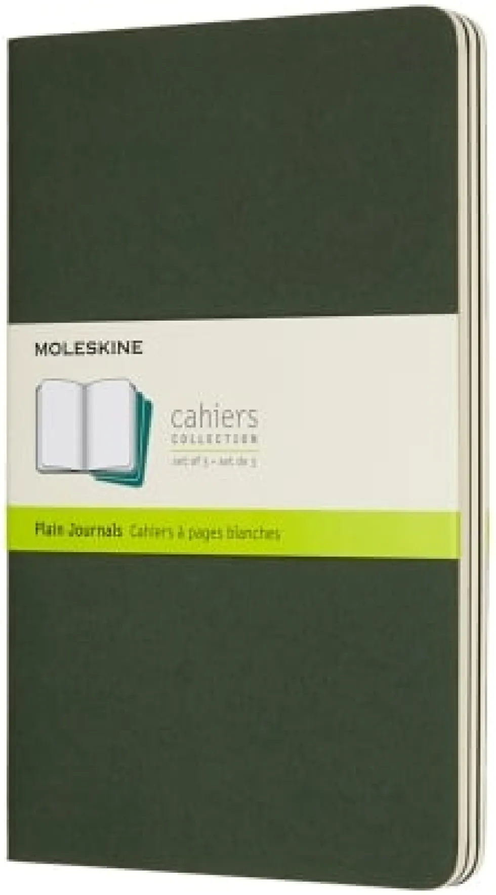 Cahier Journal Olinjerad Large Grön 3-Pack