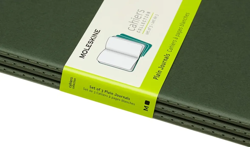 Cahier Journal Olinjerad XL Grön 3-Pack