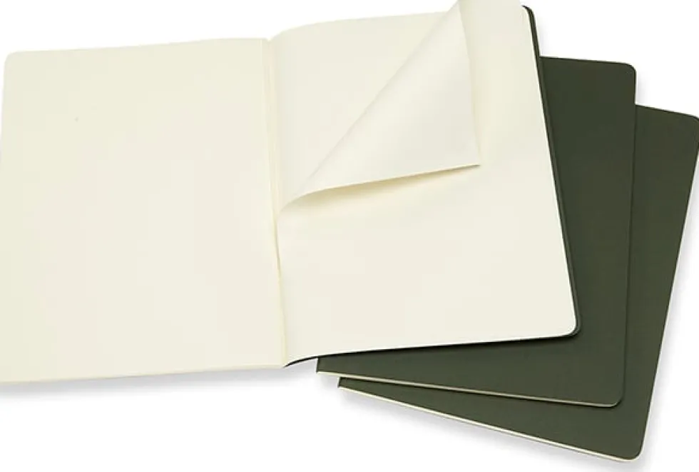 Cahier Journal Olinjerad XL Grön 3-Pack