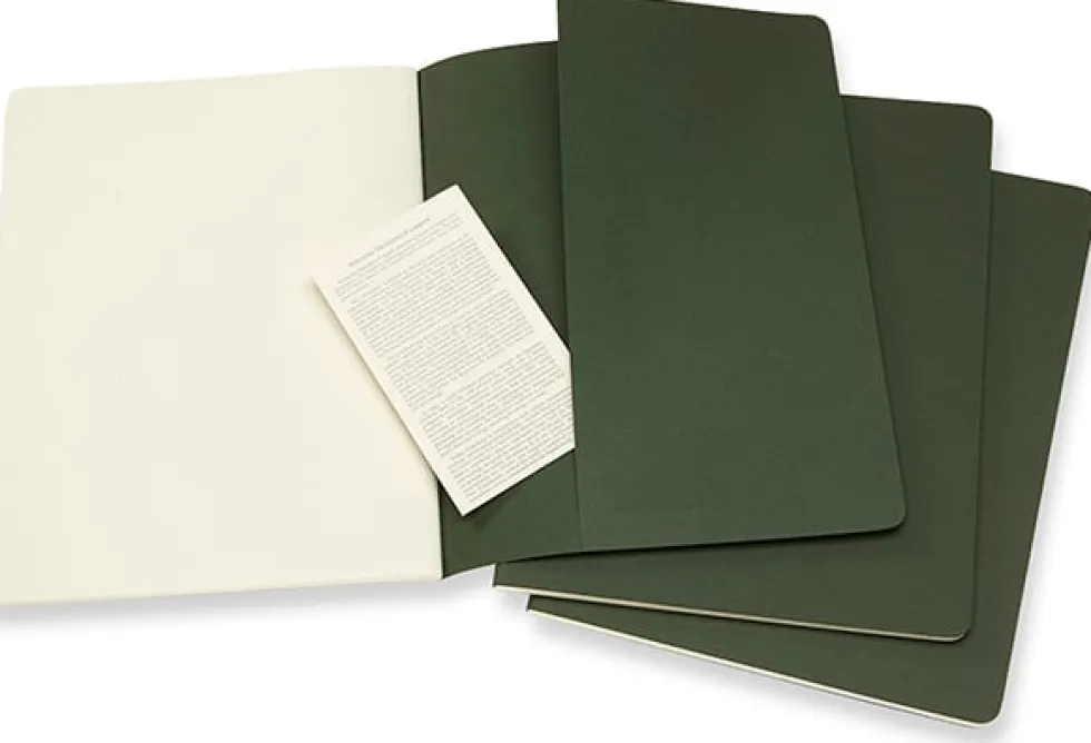 Cahier Journal Olinjerad XL Grön 3-Pack