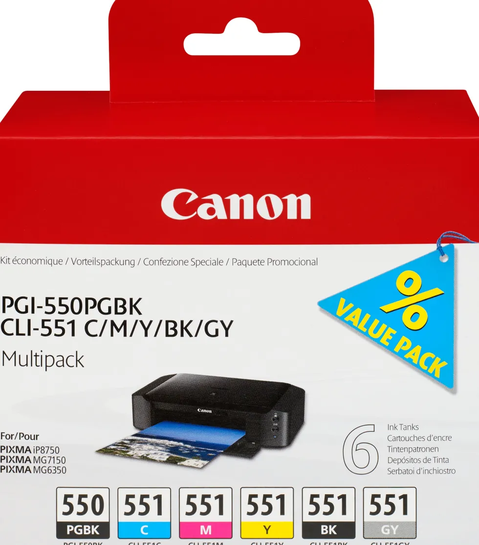 Canon PGI-550/CLI-551 PGBK/C/M/Y/BK/GY Multi