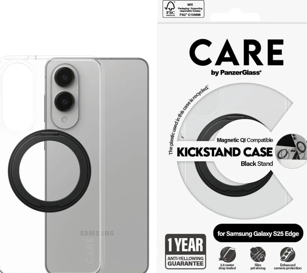 CARE Case T w. Black Qi Compatible Samsung S25 Edge