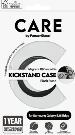 CARE Case T w. Black Qi Compatible Samsung S25 Edge