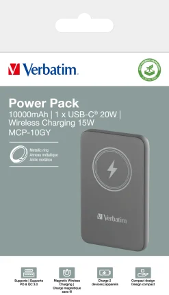 Charge ´n´ Go Magnetic Wireless Powerbank 10000, Grey