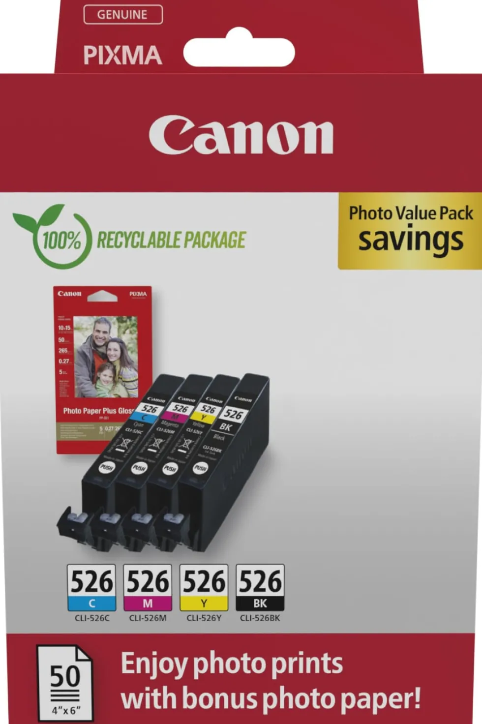 CLI-526 BK/C/M/Y Photo Value Pack