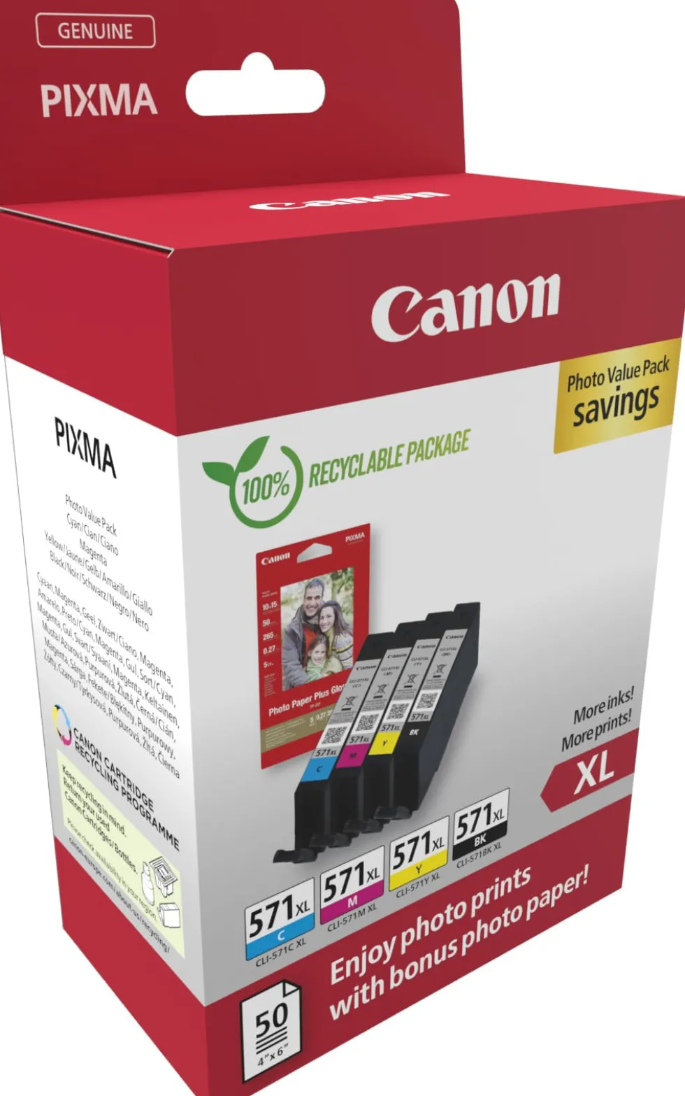 CLI-571XL value pack & 10x15 PP 201 (50)