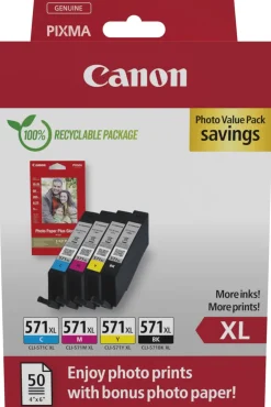 CLI-571XL value pack & 10x15 PP 201 (50)