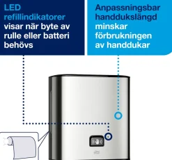 Dispenser Handduk TORK Matic H1 Intuition Sensor, rostfri