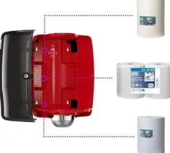 Dispenser Industritork TORK Maxi W2, röd/svart