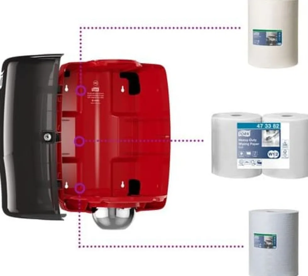 Dispenser Industritork TORK Maxi W2, röd/svart