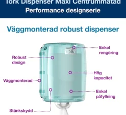 Dispenser Industritork TORK Maxi W2, vit/turkos