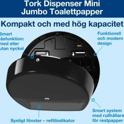 Dispenser Toalettpapper TORK Jumbo Mini T2 svart