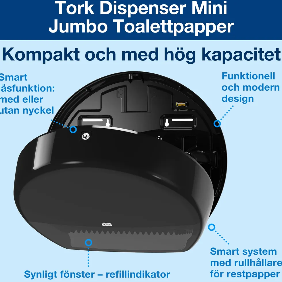 Dispenser Toalettpapper TORK Jumbo Mini T2 svart