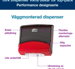 Dispenser Torkduk TORK W4, röd/svart