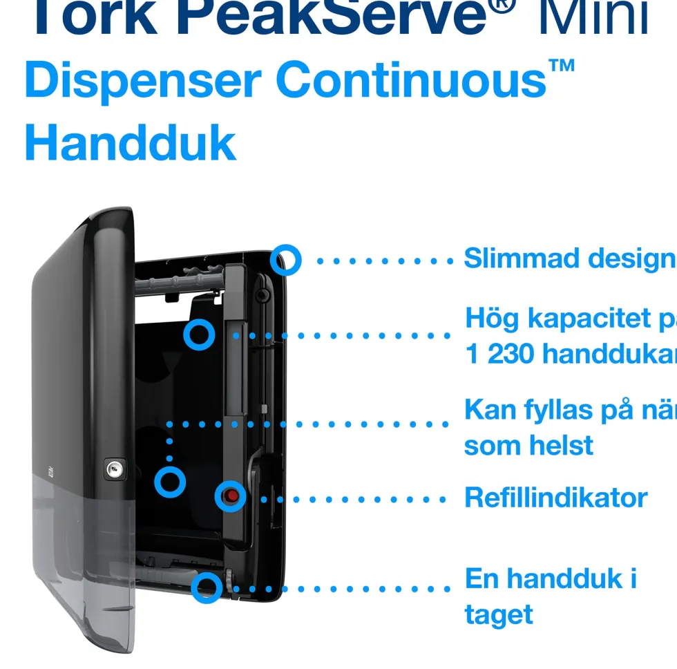 Dispenser TORK H5 Handduk PeakServe, svart
