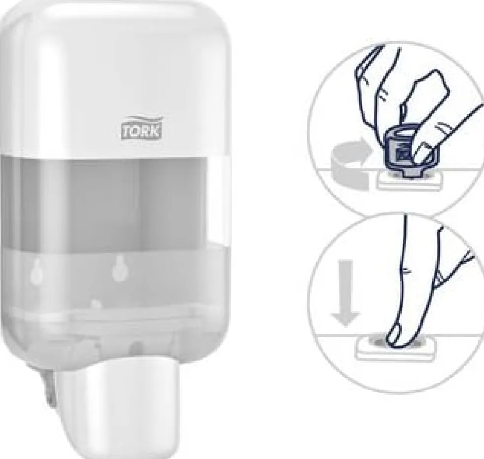 Dispenser TORK S5 tvål/handspr Mini vit