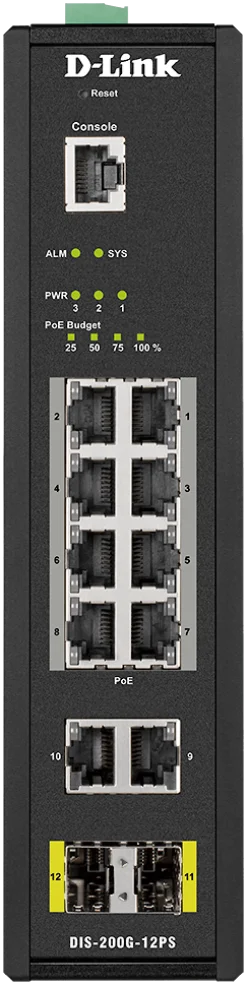 D-LINK 12 Port L2 Ind. Smart Managed Switch 10 x 1GBaseT(X)