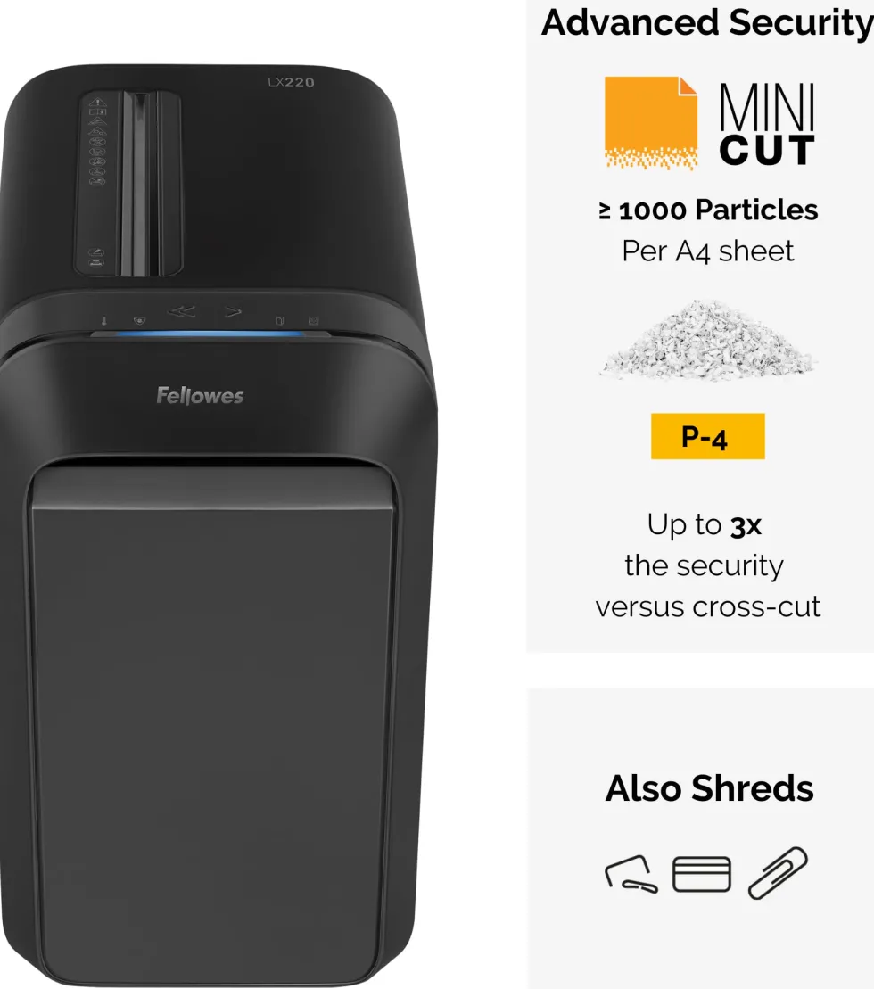 Dokumentförstörare FELLOWES LX220 svart P-4