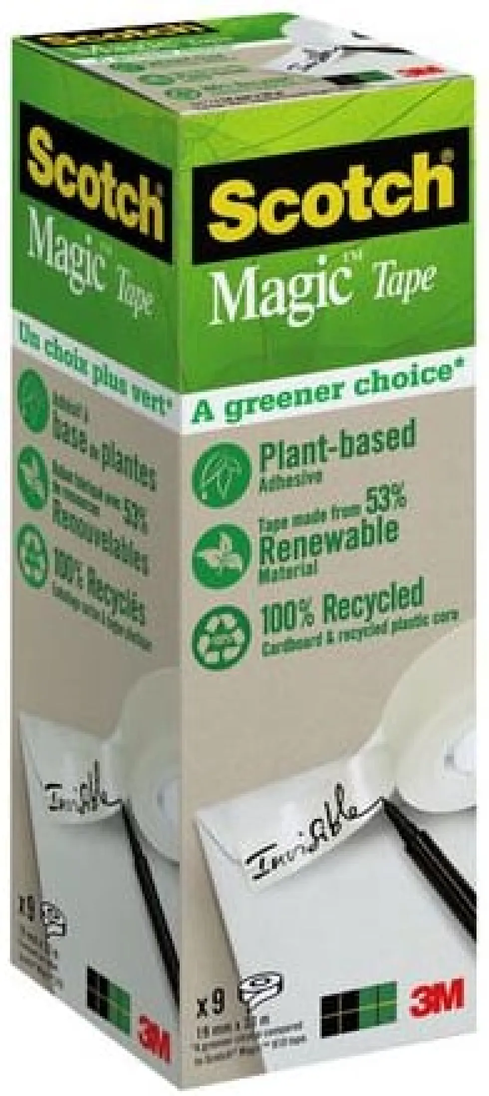 Dokumenttejp Scotch Magic 900 Greener, osynlig, 19mm x 33m, 9/fp