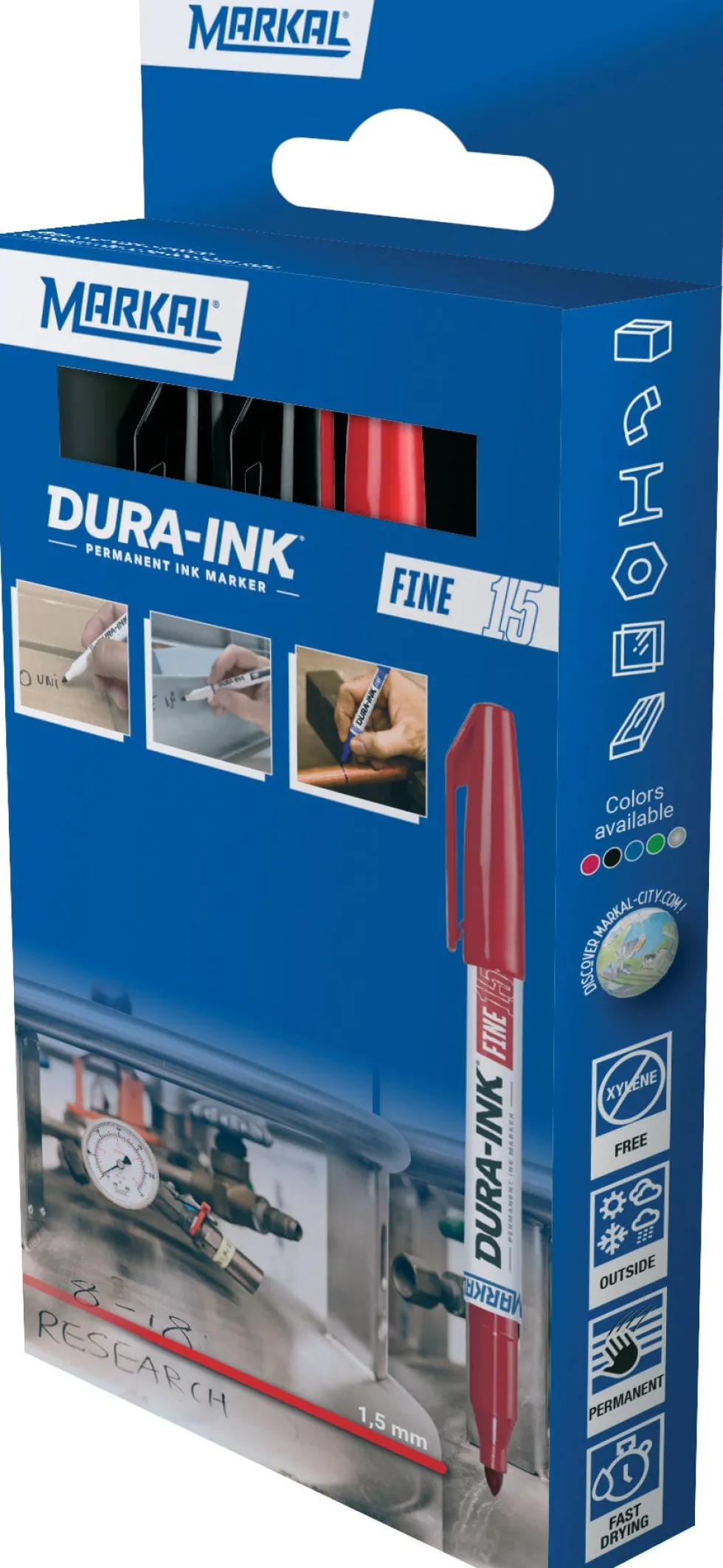 Dura Ink Fine 15 Retail Pack (3) Black/Red
