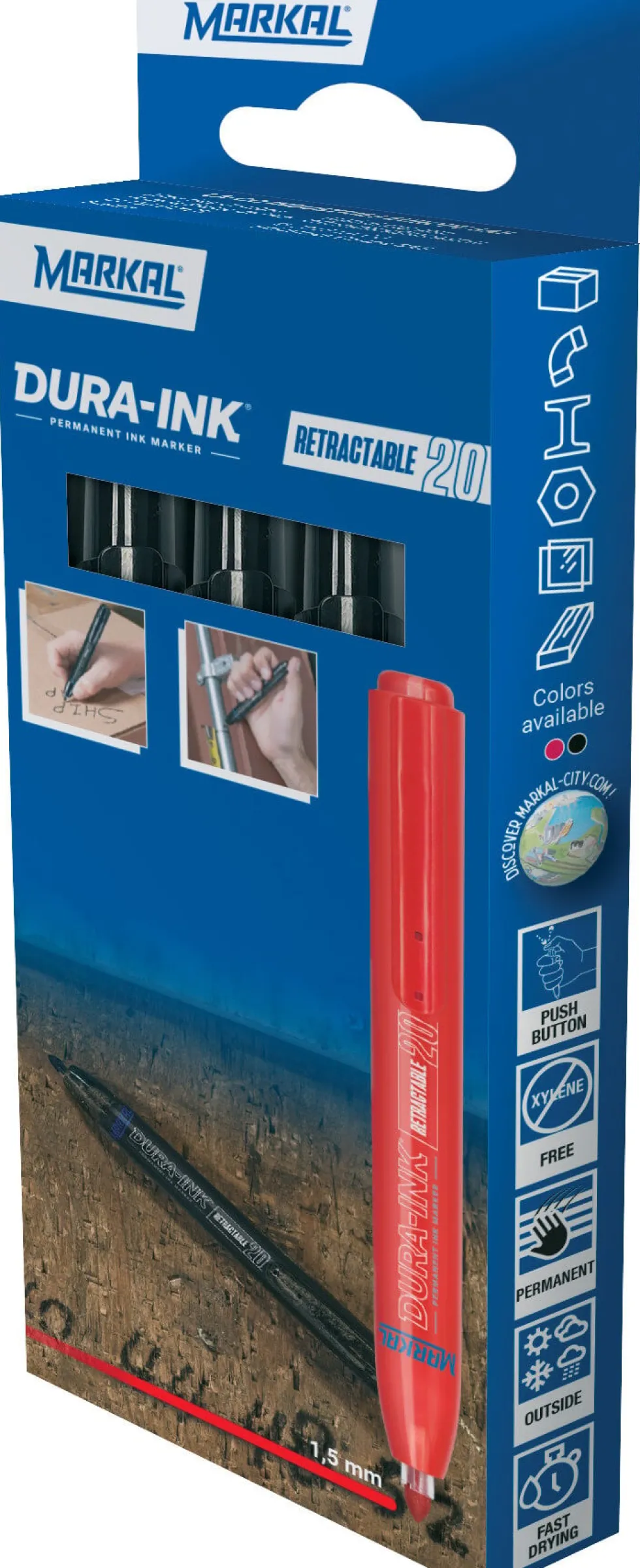 Dura Ink Retractable 20 Retail Pack (3) black