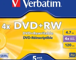 DVD+RW Verbatim Jewelcase, 4,7Gb, 5/fp