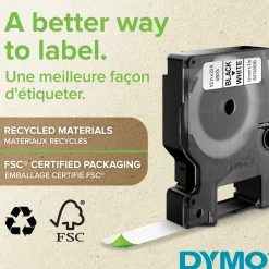 DYMO D1 Tejp 6 mm x 7 m svart på transparent