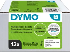 DYMO LabelWriter 32 mm x 57 mm Mångsidiga Etiketter Vit 12 R