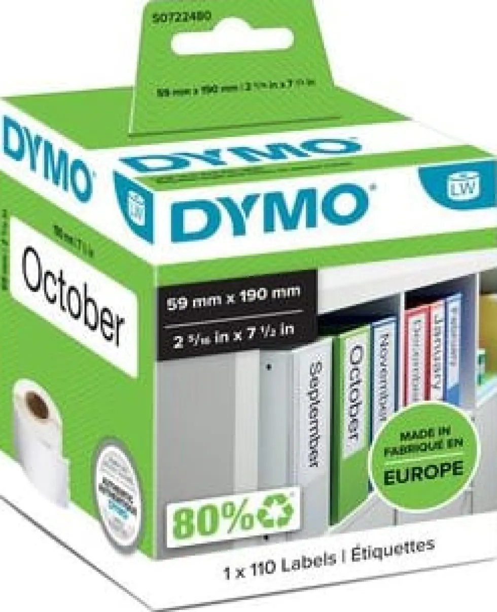 DYMO LabelWriter 59 mm x 190 mm Stora Ryggetiketter Vit 1 Ru
