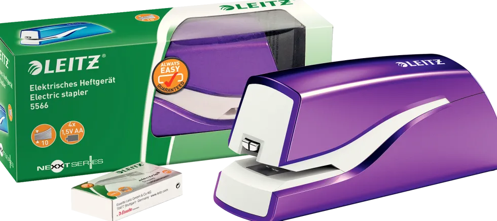 Elhäftare Leitz batteri WOW lila, 10ark