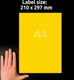 Etikett AVERY neongul 210x297mm 100/fp